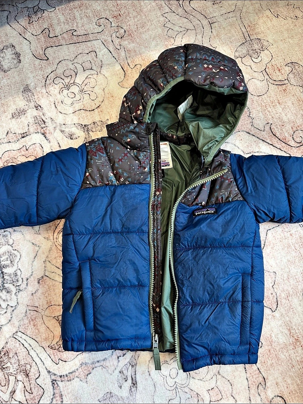 Patagonia Kids Down Sweater Blue Geometric Puffer Jacket Boys 3T